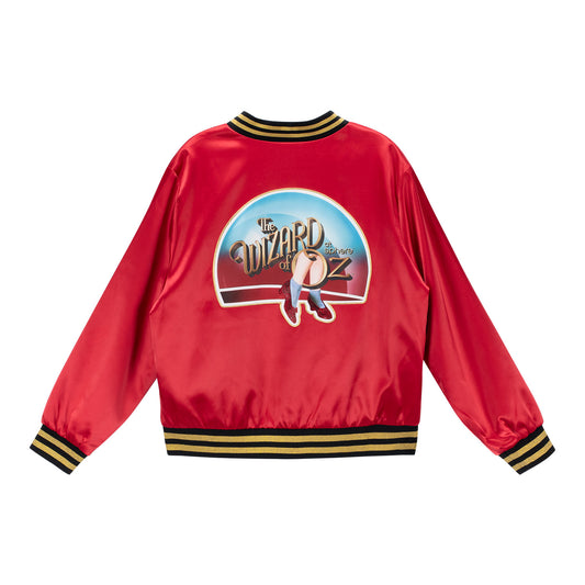 The Wizard of Oz at Sphere Women's Ruby Slippers Satin Bomber Jacket - Back View