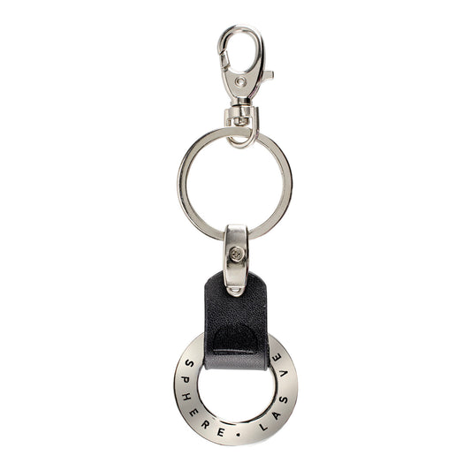 Sphere Leather Band Keychain In Silver - Front View