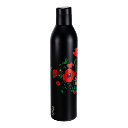 The Wizard of Oz at Sphere MiiR Botanical Poppies Water Bottle Black - Side View