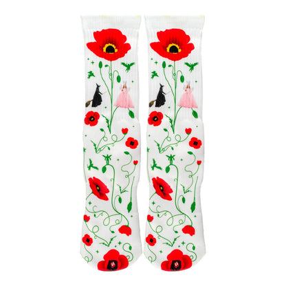 The Wizard of Oz At Sphere Botanical Poppies Socks - Flat Front View