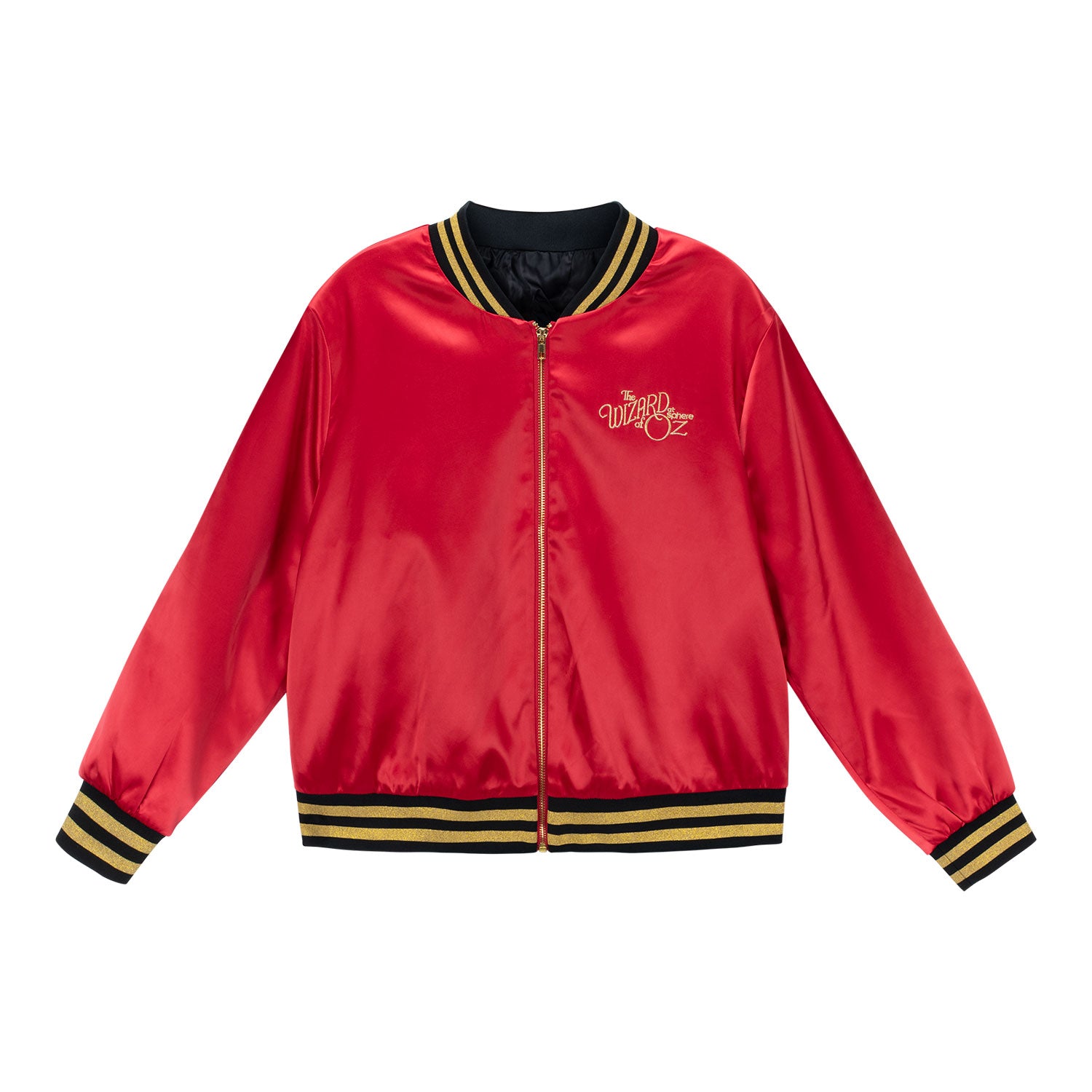 The Wizard of Oz at Sphere Women's Ruby Slippers Satin Bomber Jacket - Front View