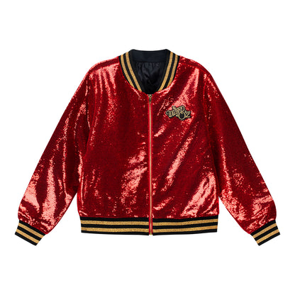 The Wizard of Oz at Sphere Women's Ruby Red Sequin Bomber Jacket - Front View