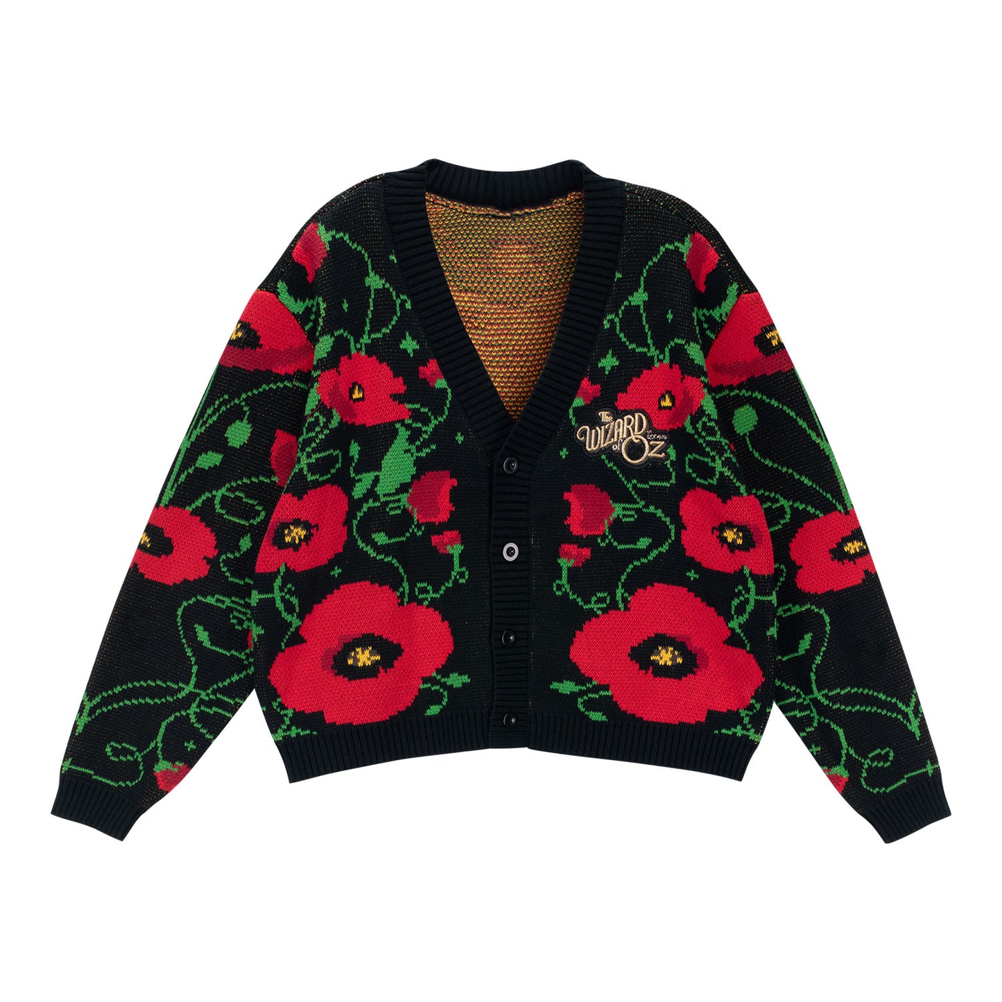 The Wizard of Oz at Sphere Poppies Cardigan In Black - Front View