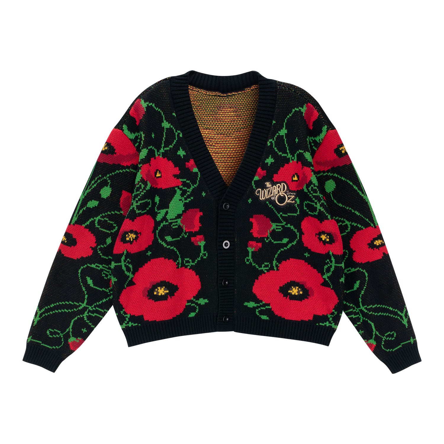 The Wizard of Oz at Sphere Poppies Cardigan In Black - Front View