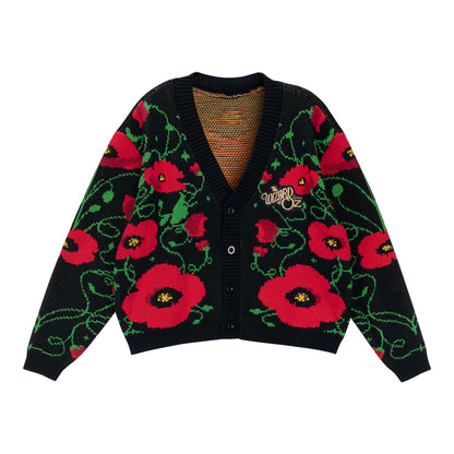 The Wizard of Oz at Sphere Poppies Cardigan In Black - Front View