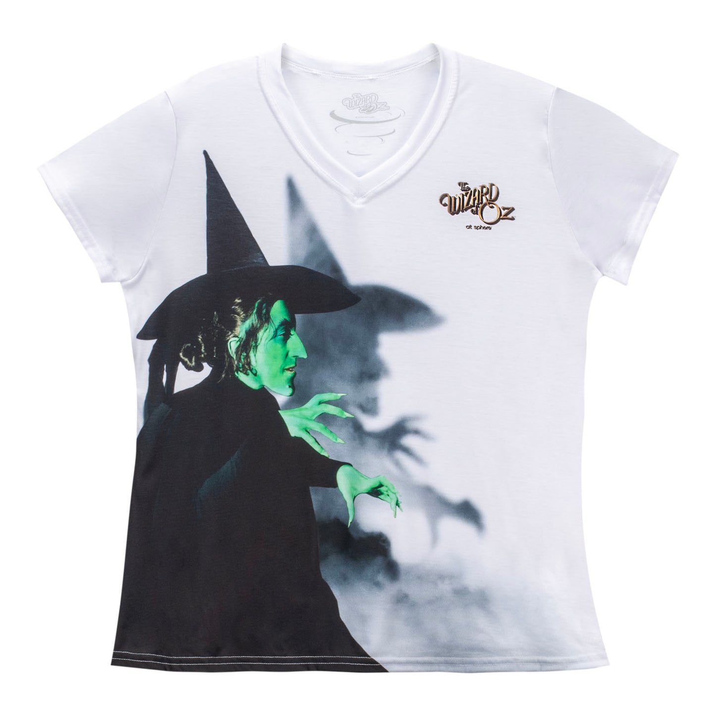The Wizard of Oz at Sphere Bad Witch Shadow V-Neck Tee In White - Front View