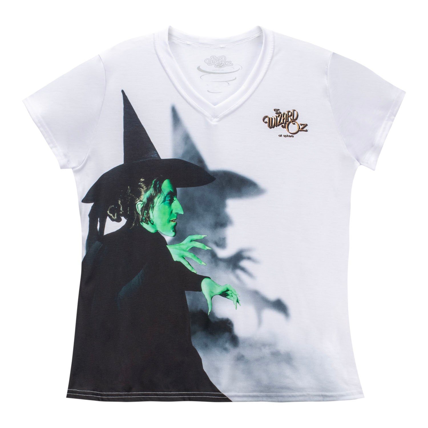 The Wizard of Oz at Sphere Bad Witch Shadow V-Neck Tee In White - Front View