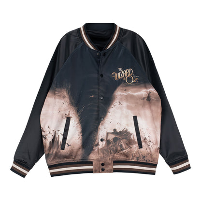 The  Wizard of Oz at  Sphere Twister Satin Bomber Jacket In Black - Front View