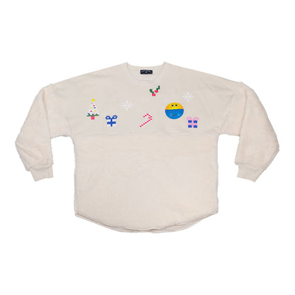 White Holiday Sherpa Spirit Jersey In White - Front View
