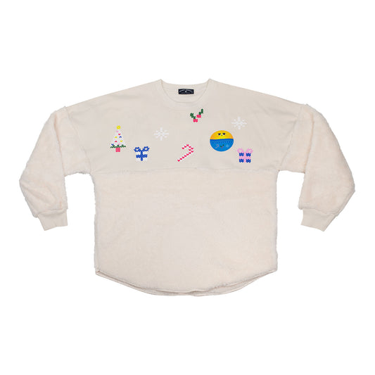 White Holiday Sherpa Spirit Jersey In White - Front View