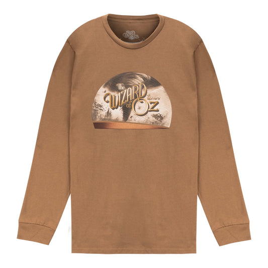 The Wizard of Oz at Sphere Sepia Twister Long Sleeve Tee In Brown - Front View