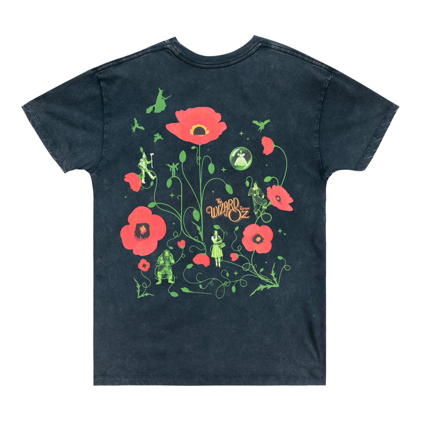 The Wizard Of Oz At Sphere Black Vintage Botanical Poppies Tee