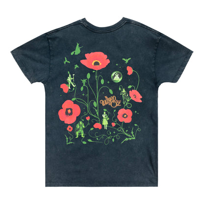 The Wizard Of Oz At Sphere Black Vintage Botanical Poppies Tee
